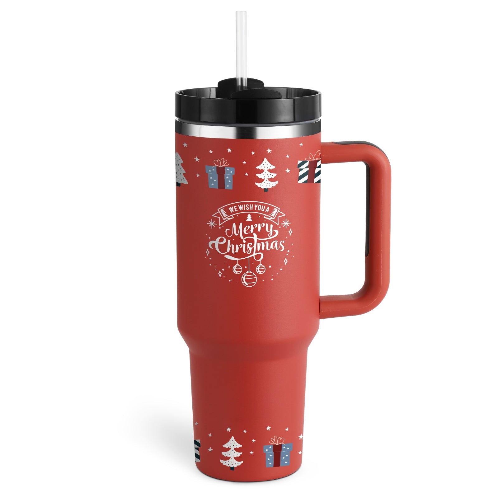 40 oz Stainless Steel Insulated Tumbler with Handle and Straw