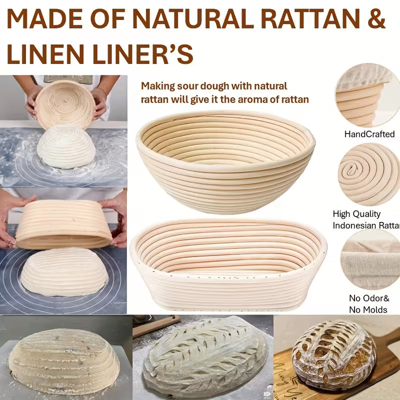 Sourdough Bread Making Kit with Proofing Baskets and Jar