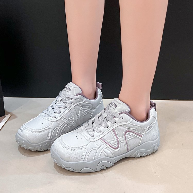 Women's Korean Platform Dad Sneakers – Lace-Up Casual Shoes
