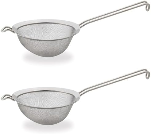 HIC Kitchen Fine Double Mesh Strainer, 18/8 Stainless Steel,