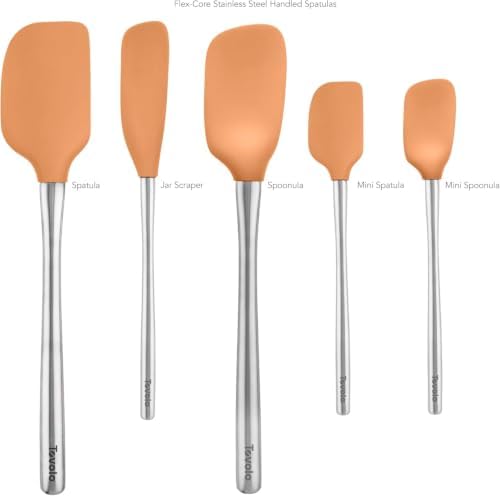 Tovolo Stainless Steel Handled Silicone Spatula Set of 5, Dishwasher Safe