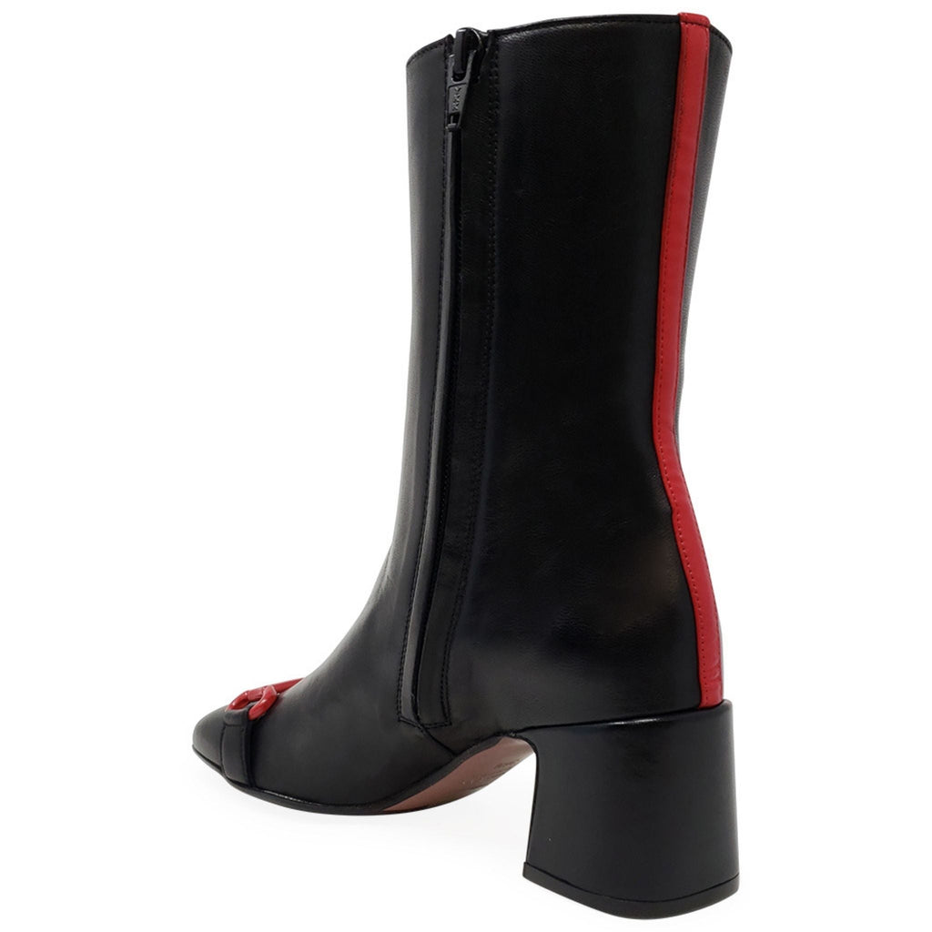 Black Leather Back Stripe Boot