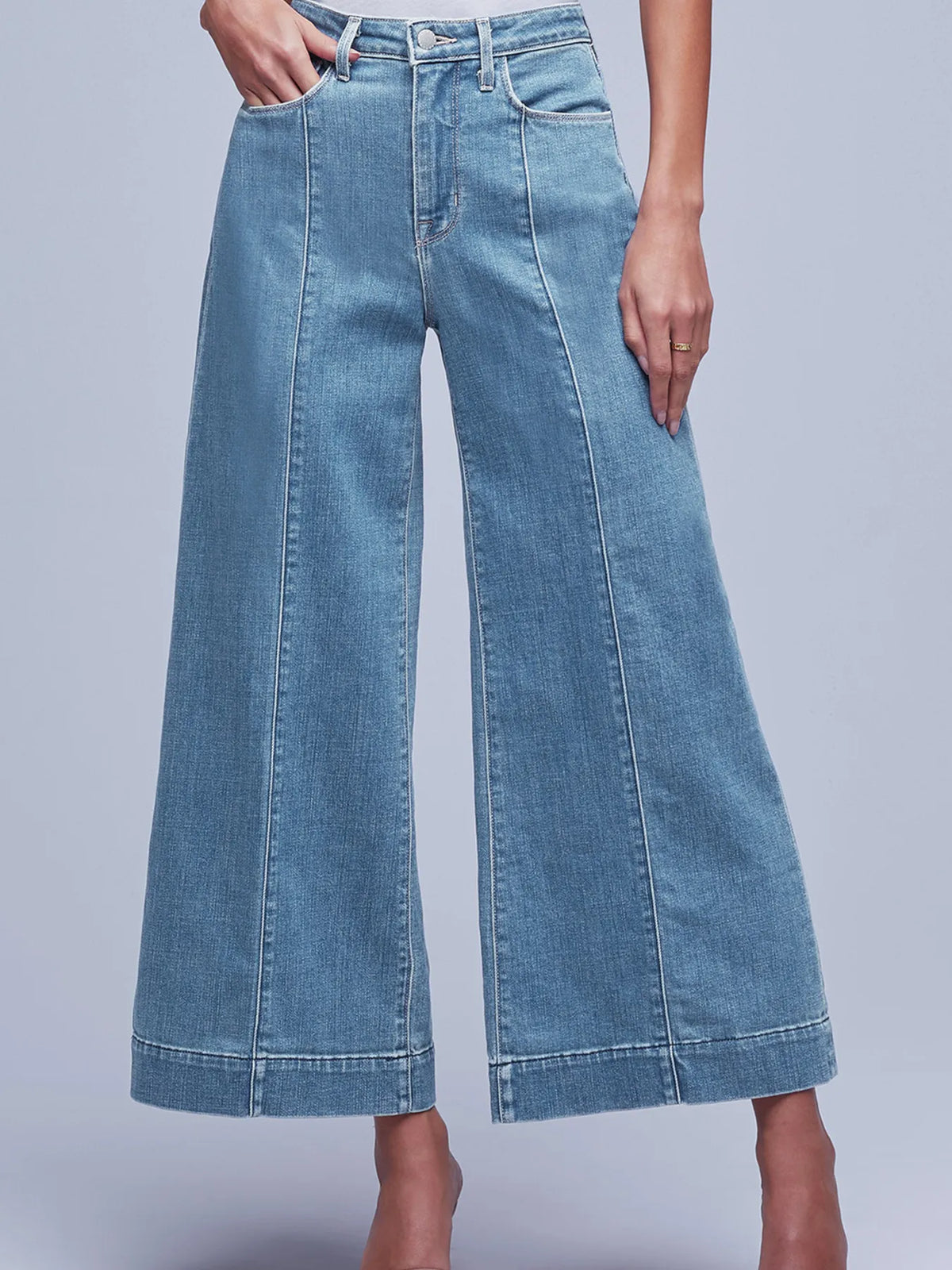 Seam Detail Flared Bottom Ankle Length Jeans