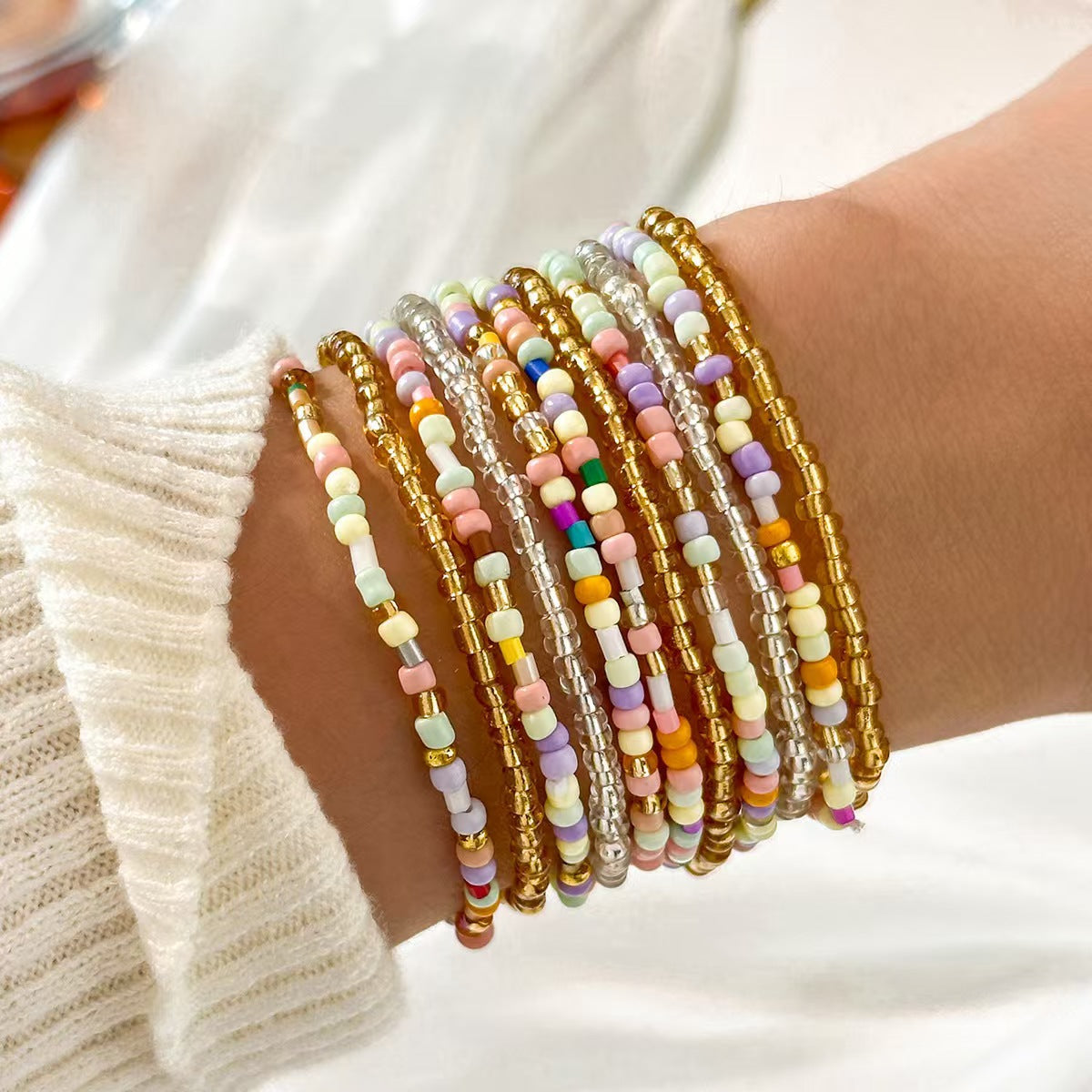 Beaded Geometric Multilayer Colorful Bracelet