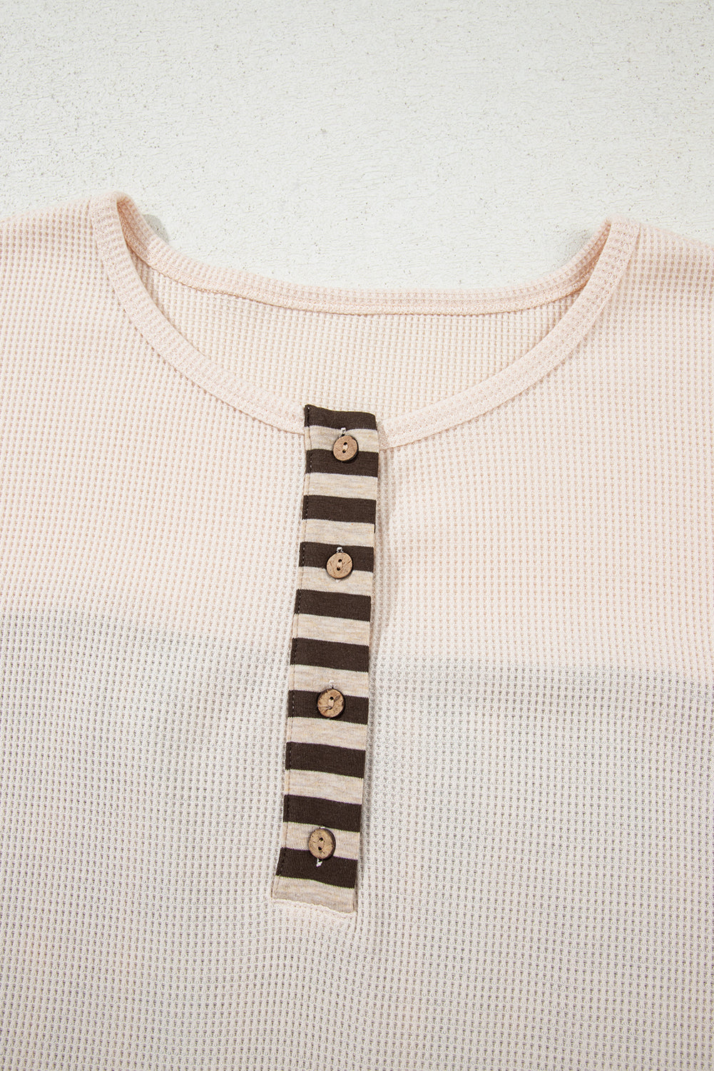 Plus Size Stripe Plaid Patchwork Waffle Top