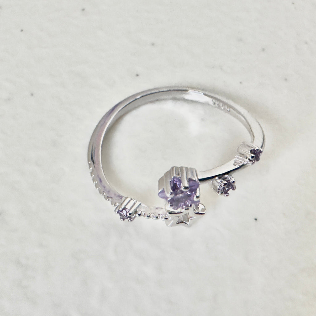 Hypoallergenic 925 Sterling Silver Open Star Zircon Ring - Adjustable Celestial Jewelry