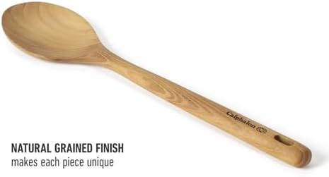 Calphalon Prime Cooking Spoon, 13-Inch Teak Wood Kitchen Spoon, Stirring Spoon
