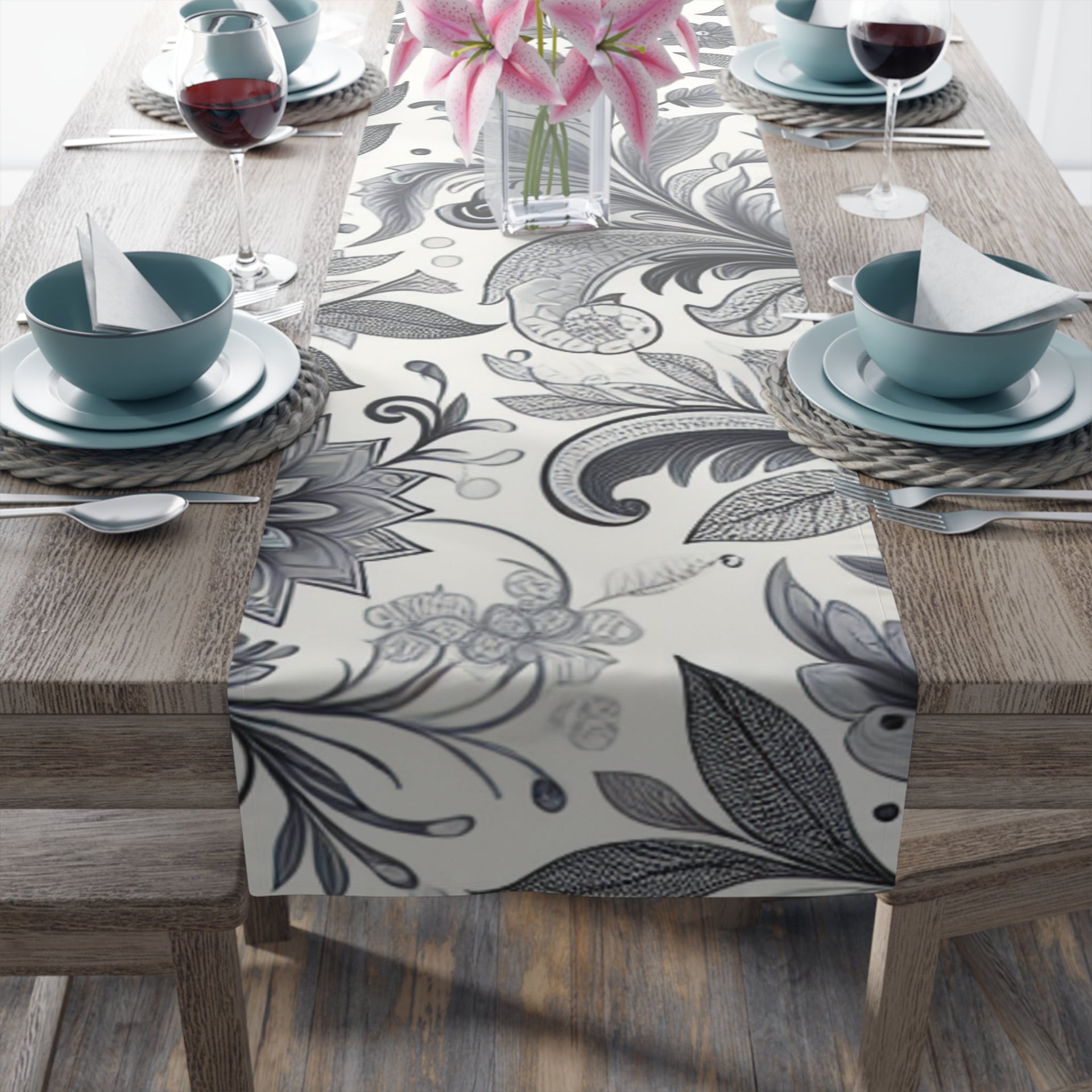 Elegant Floral Table Runner for Weddings, Holidays, and Home Décor