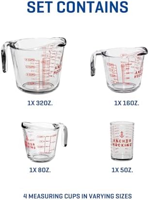 Anchor Hocking Glass Measuring Cups, 4 Piece Set