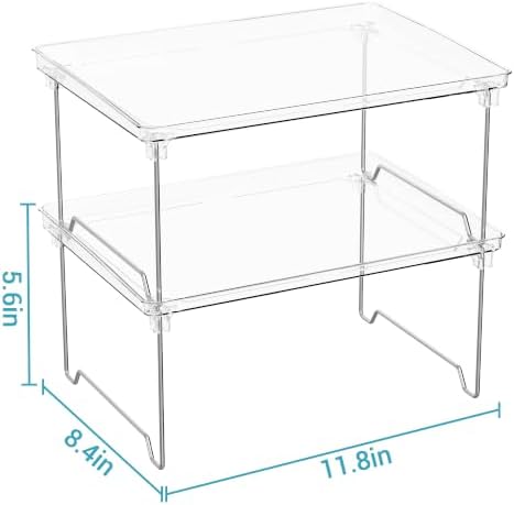 STARLATTA 2 Pcs Cabinet Organizer Shelf, Stackable Kitchen Counter Shelves