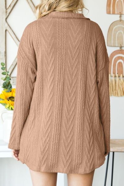 Retro Camel Drop Shoulder Button-Up Jacket for Women