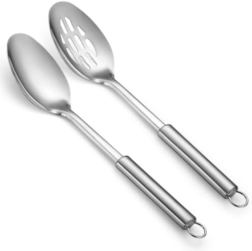 Cooking Spoons Set, ReaNea Stainless Steel Kitchen Solid Slotted Spoon