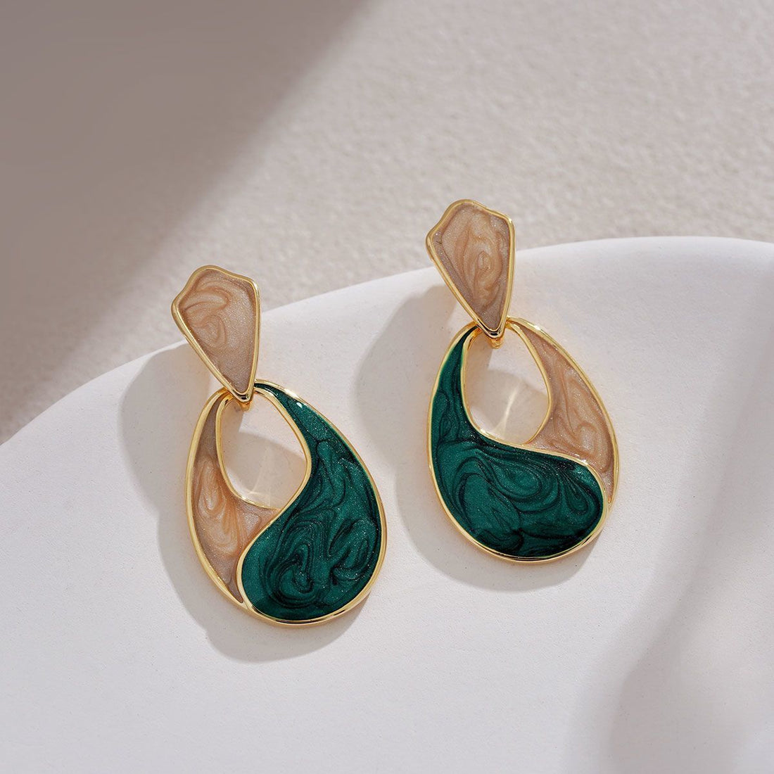 Blue Water Drop Stud Earrings Elegant French Hepburn Style Jewelry