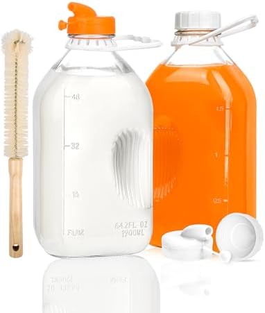 KMIGRUAN 64oz Glass Milk Bottle