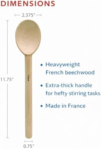 HIC Kitchen Deluxe Heavyweight French Beechwood Spoon, Made in France, 11.75