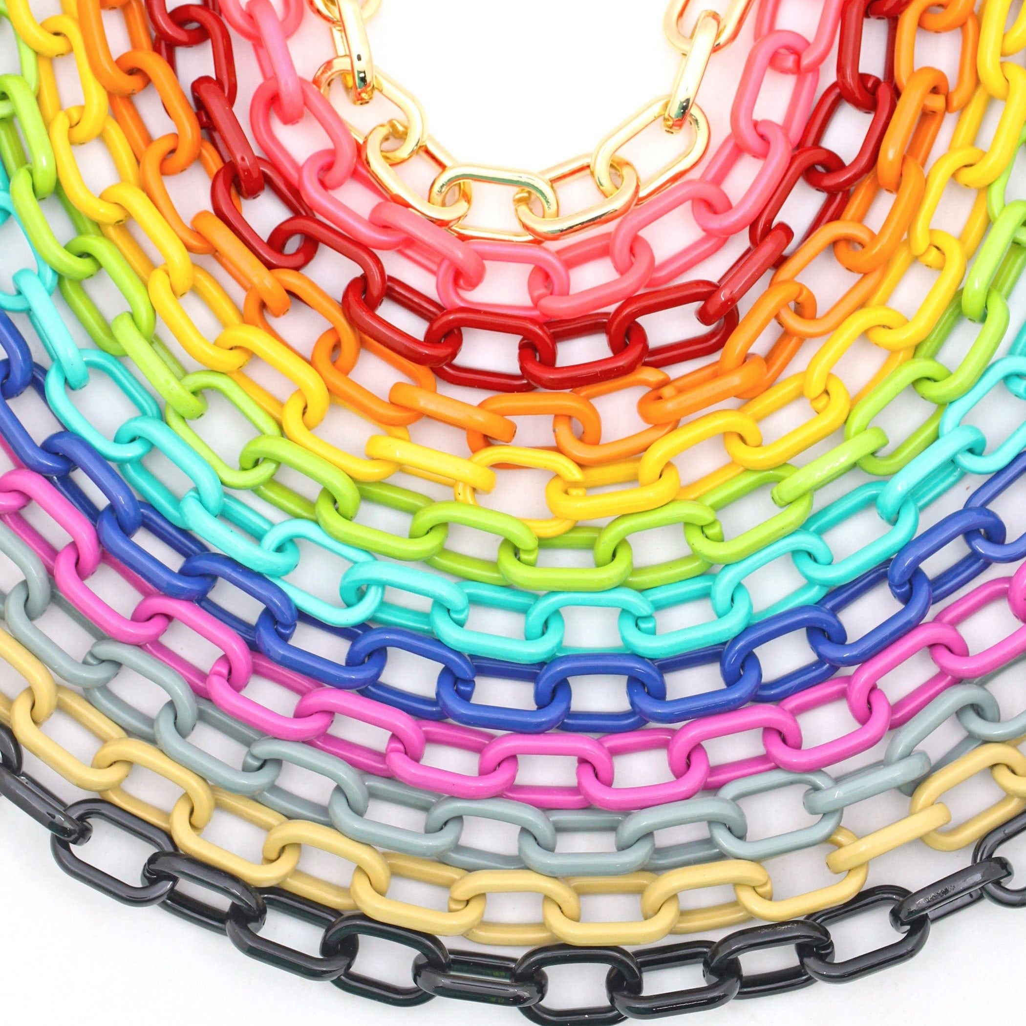 Luxe Link Enamel Chain Necklace, Gold