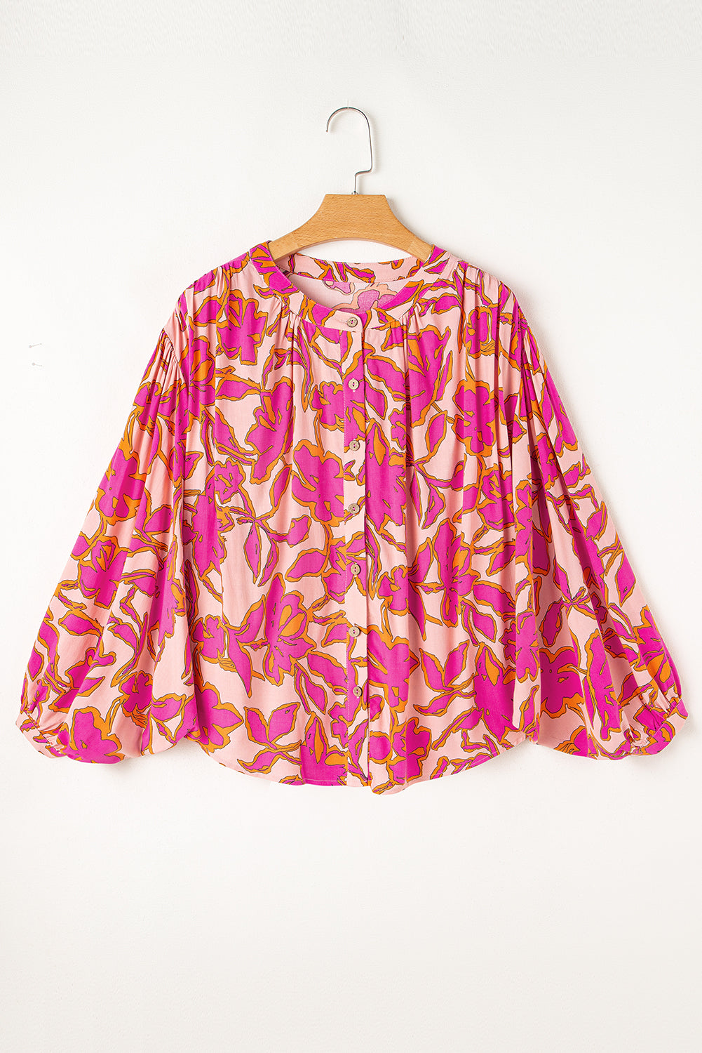 Floral Batwing Sleeve Button-Up Shirt