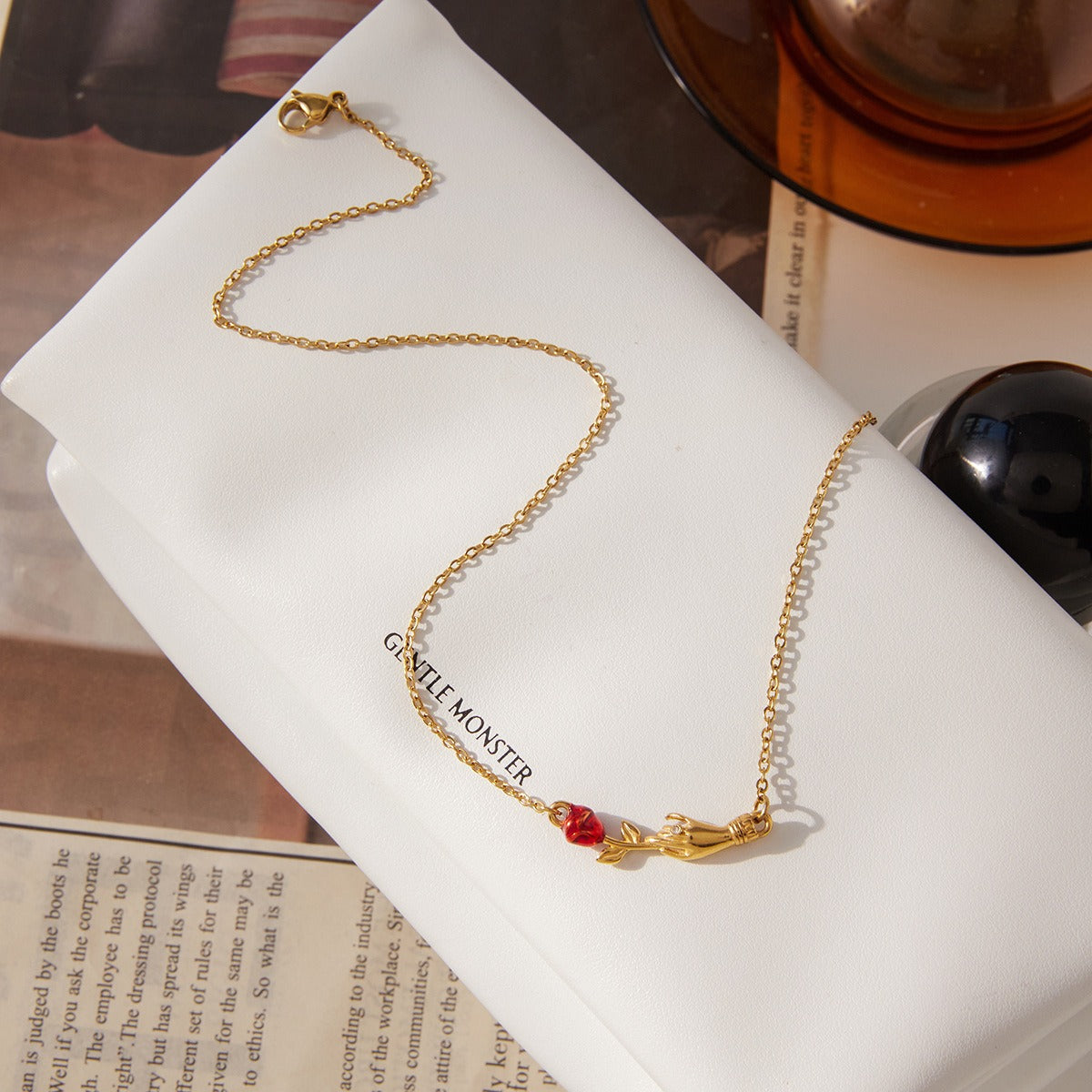 18K Gold Rose Flower Clavicle Necklace Floral Pendant Jewelry