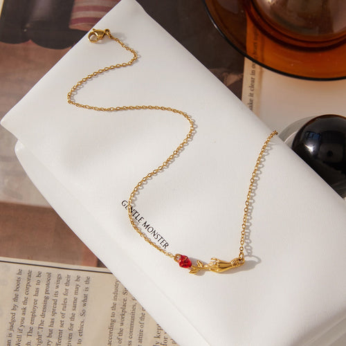 18K Gold Rose Flower Clavicle Necklace Floral Pendant Jewelry