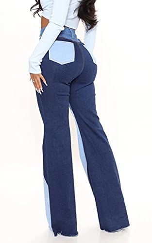 Celine Denim Pants - BestGirl Women's Baggy Jeans Pull On Stretchy Loose High Waisted Wide Leg Denim Pants