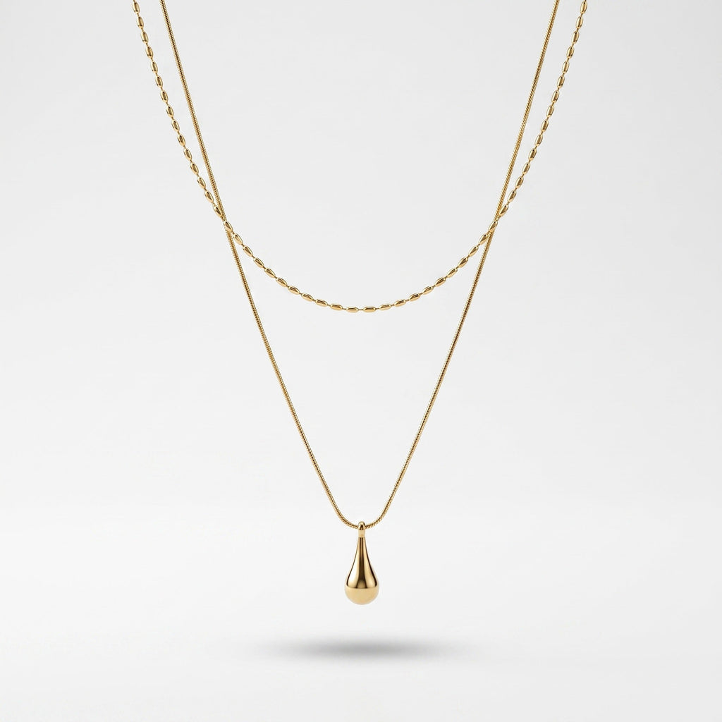 Fashion Double Layer Teardrop Necklace For Women, Niche Designed Ins Cool Vibe Minimalist Elegant Stackable Collarbone Chain