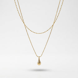 Fashion Double Layer Teardrop Necklace For Women, Niche Designed Ins Cool Vibe Minimalist Elegant Stackable Collarbone Chain