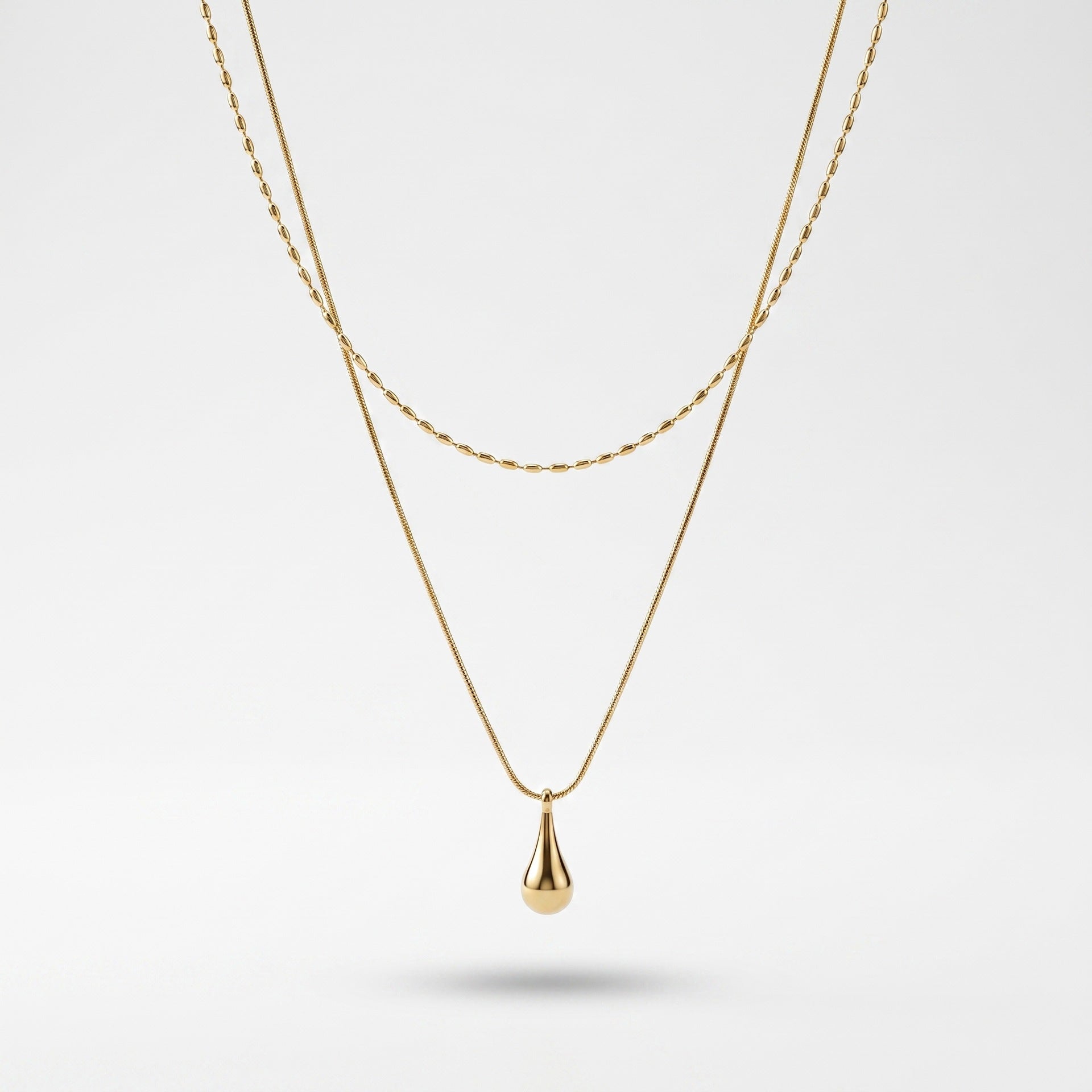 Fashion Double Layer Teardrop Necklace For Women, Niche Designed Ins Cool Vibe Minimalist Elegant Stackable Collarbone Chain