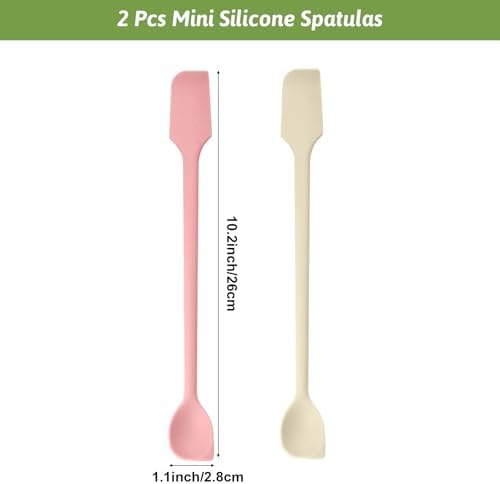2 Pcs Mini Silicone Spatulas Set Long Handle Silicone Spatula
