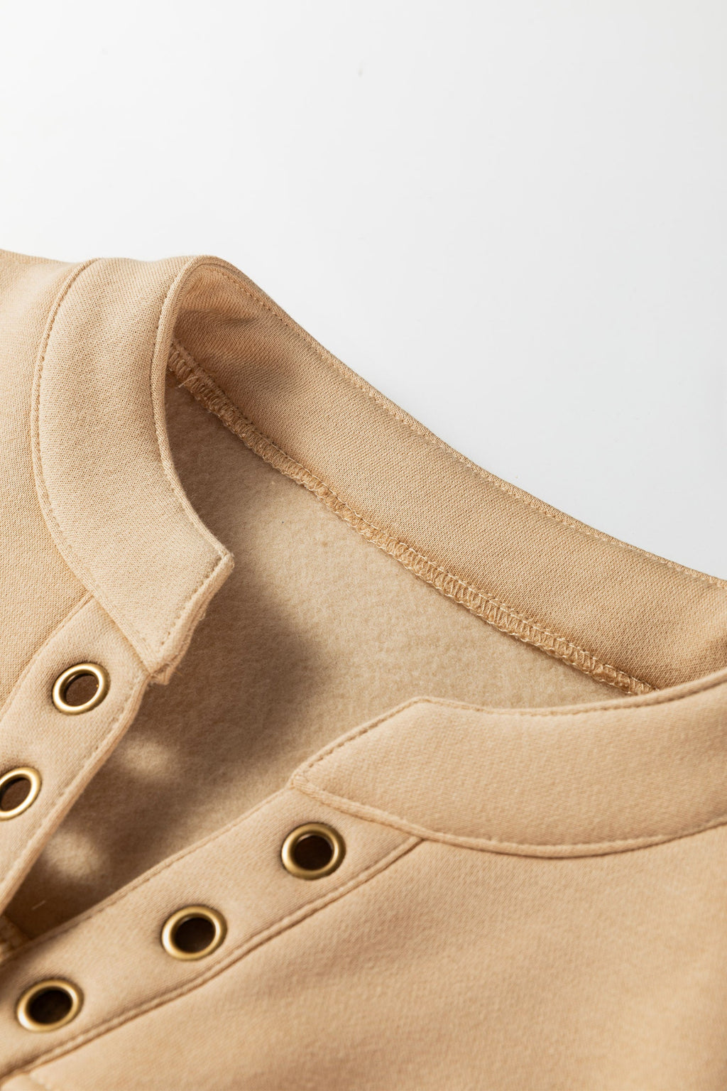 Light Beige Grommet V Neck Sweatshirt | French Design