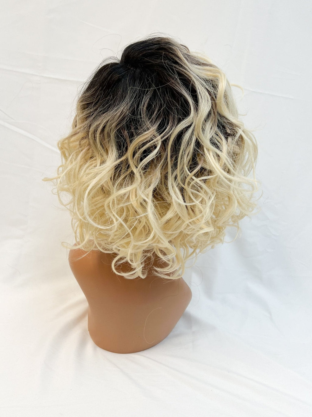 Jetty Lace Front Wig: Short Wavy Human Hair Blend Wigs
