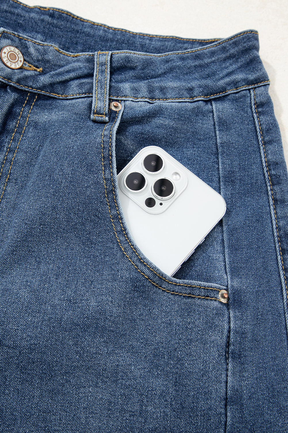 Ashleigh Blue Stitched Raw Hem Wide Leg Jeans