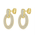 S925 gold plated Moissanite pave circle dangle earrings in a luxury gift box