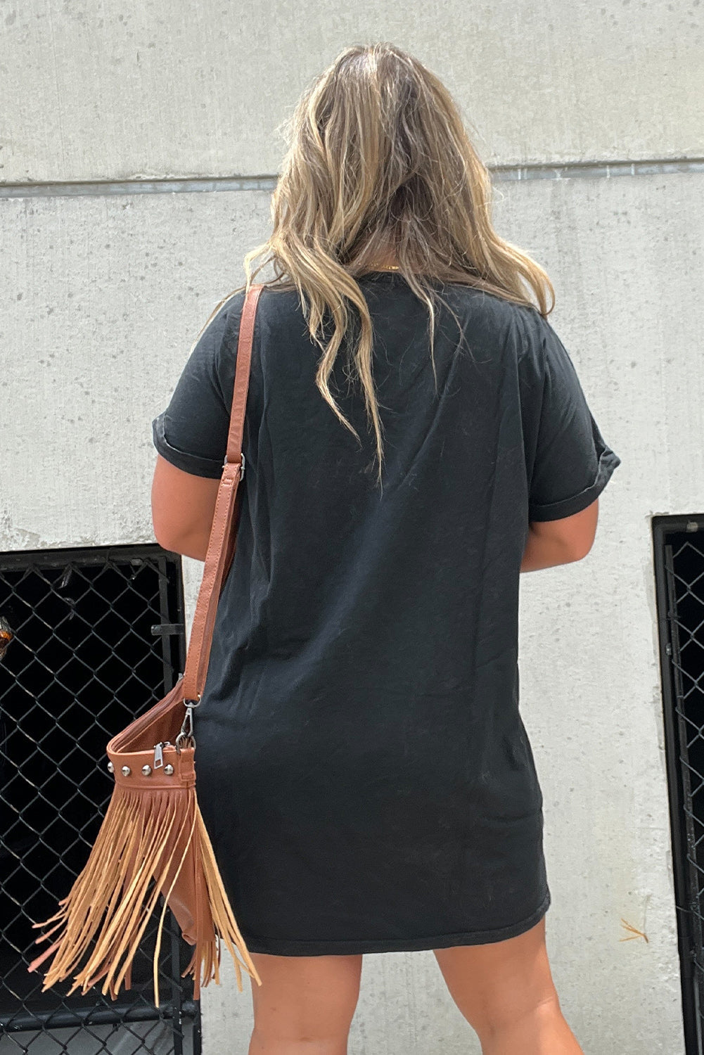 Graphic Round Neck Short Sleeve Cotton T-Shirt Dress