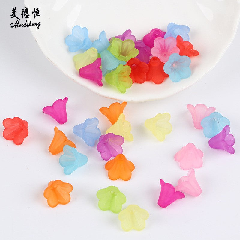 Frosted Acrylic Trumpet Flower Beads, 3D Bell-Shaped Bud Charms For DIY Hanfu Hairpin Flower Bases, Earrings & Jewelry Making.