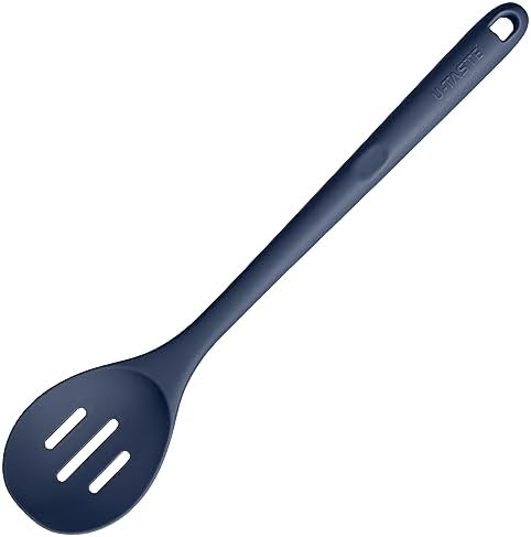 U-Taste Silicone Slotted Spoon, 13.3" Long Large Mix Spoon, Midnight Blue