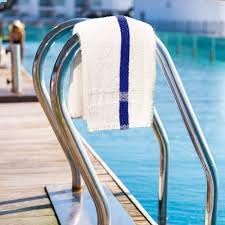 Towels N More 24x48 Soft Poolside Towels 60 Large Super Absorbent Pool Towel Blue Center Stripe Home Spa Gym Hotel Motel Rental House 100% Cotton Bath Towels