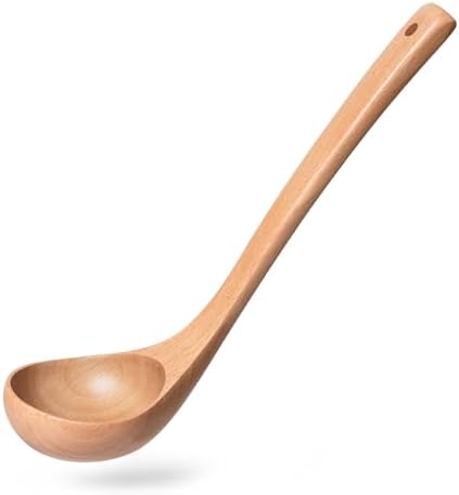 Wooden Soup Ladle for Cooking, 10.8 Inch, 2 oz, Beech Wood