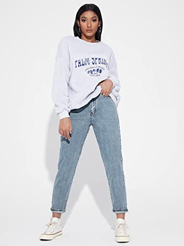 Mom Jeans - MakeMeChic Womens Straight Leg Jeans Casual High Waisted Denim Pants