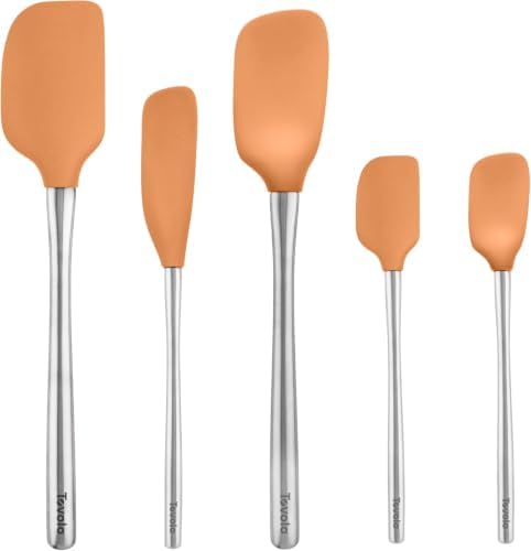 Tovolo Stainless Steel Handled Silicone Spatula Set of 5, Dishwasher Safe