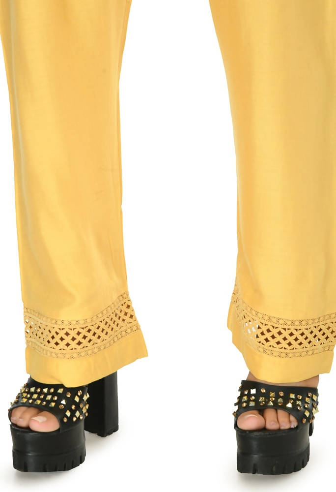 Golden Rayon Cotton Straight Palazzo Pants for Women