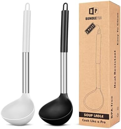 BUNDLEPRO Silicone Soup Ladle Spoon Kitchen Utensils, 2 Pack