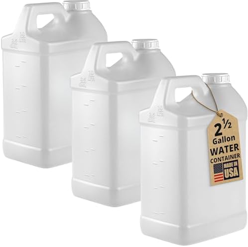 kitchentoolz 3-Pack 2.5 Gallon Water Container Jugs HDPE Carboy