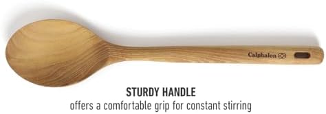 Calphalon Prime Cooking Spoon, 13-Inch Teak Wood Kitchen Spoon, Stirring Spoon