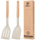 BUNDLEPRO Silicone Spatula, Solid & Slotted Turner, 2 Pack