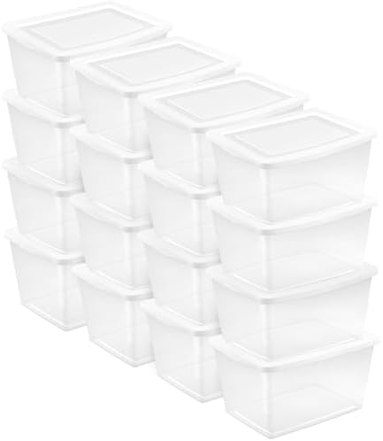 Sterilite Clear Storage Box Stackable Tote, 58 Quart
