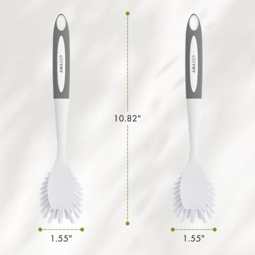 Amazer Dish Brush with Handle, 2 Pack Kitchen Scrub Brushes