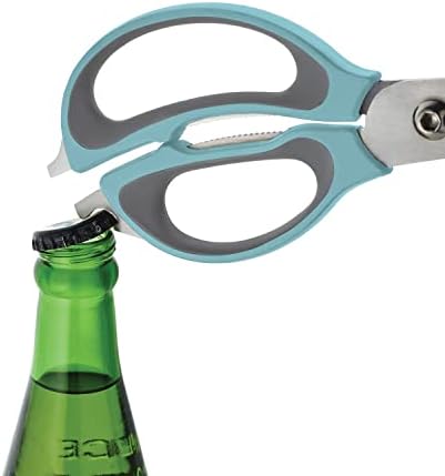 Farberware 4-in-1 Kitchen Shears, Aqua and Gray
