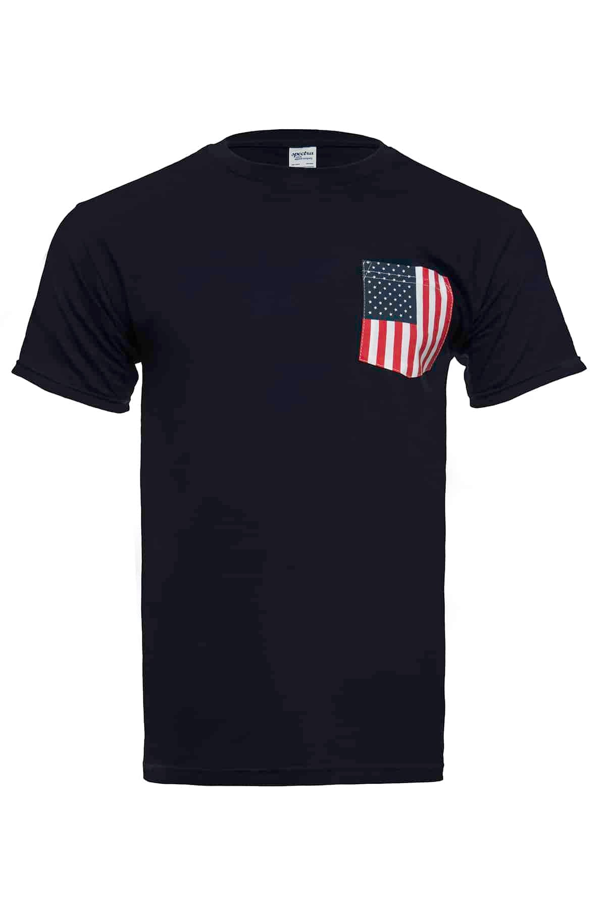 Men's Navy Short Sleeve T-Shirt with American Flag Pocket - Image 2
