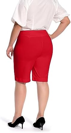 Jenna Rose Women's Pull-On Dress Shorts w/D-Ring – Work & Office Casual