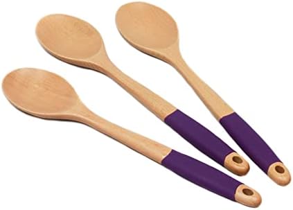 Chef Craft Premium Silicone Handle Wooden Spoon Set, 14 inch